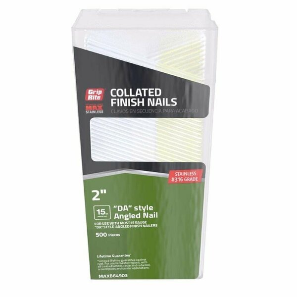 FINISH NAILS SS 15GA 2in., Grip-Rite, Mfr#: MAXB64903